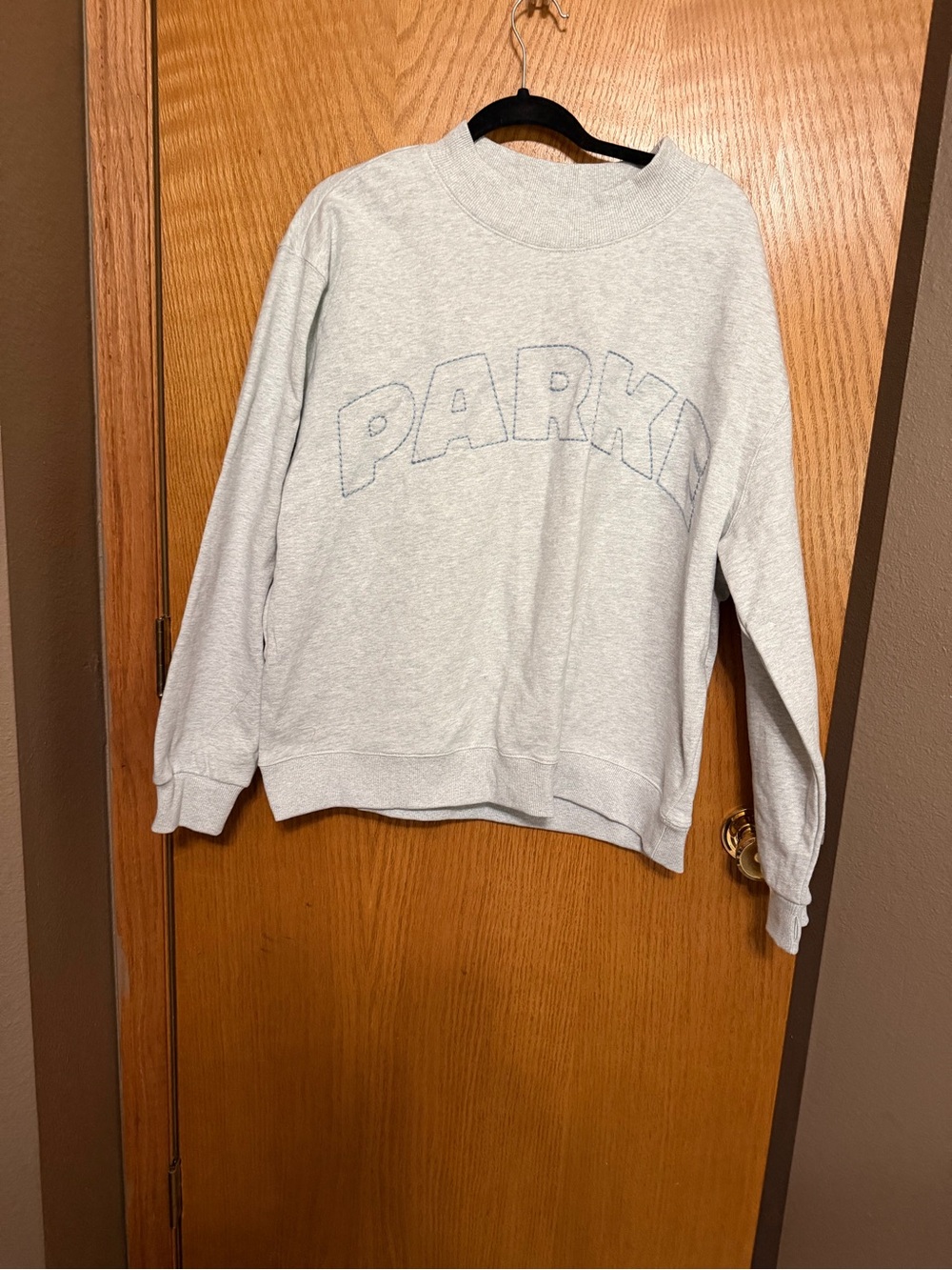 Light Gray 'PARK' Embroidered Crewneck Sweatshirt